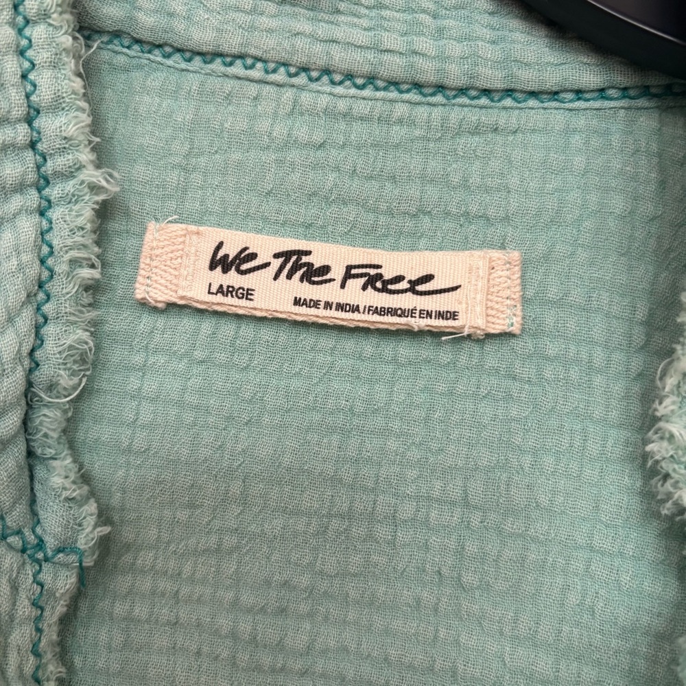 We The Free Sea Glass Green Lightweight Button-Up Shirt - Picture 2 of 3